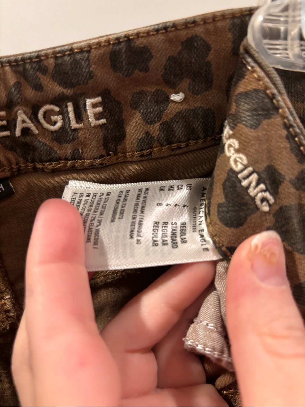 American Eagle Tan and Dark Brown Leopard Stretch Jeans - Picture 3 of 5